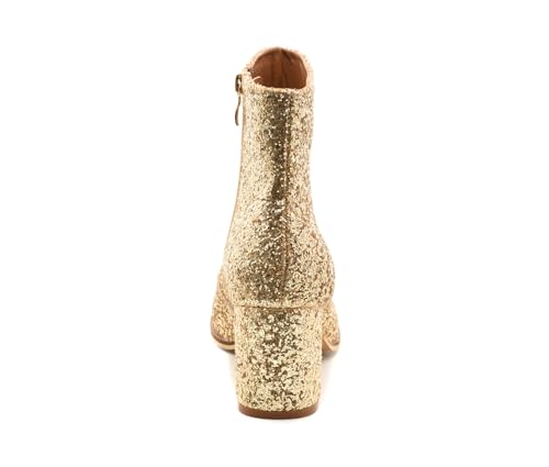 Corkys Womens Razzle Dazzle Glitter Zippered Casual Boots Ankle Mid Heel 2-3" - Silver