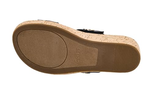 Corkys Footwear Hi Tide Double Strap 2.5-Inch Wedge - Featuring Two Metal-Accented Straps, A Cushioned EVA Insole For All Day Wear, Easy and Convenient Slip-On design