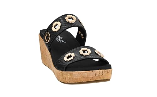 Corkys Footwear Hi Tide Double Strap 2.5-Inch Wedge - Featuring Two Metal-Accented Straps, A Cushioned EVA Insole For All Day Wear, Easy and Convenient Slip-On design