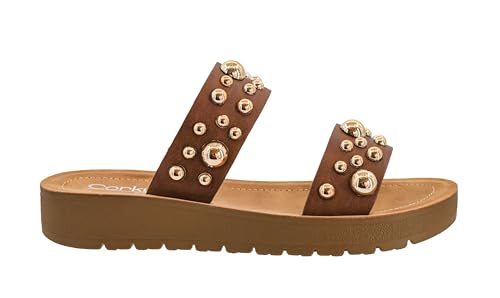 Corkys Footwear Womens Bad Romance Sandals - Featuring Dome Embellished Straps, And An Easy Slip-On Design - Stylish and Comfortable for Everyday Wear