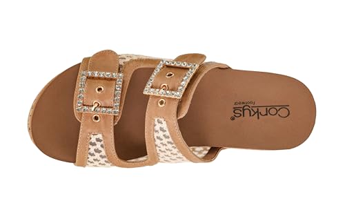 Corkys Footwear Womens Main Squeeze Wedge - Featuring a 2.5-Inch Wedge, Two Fully Adjustable Rhinestone Buckles, Comfortable EVA Insoles for All-Day Wear