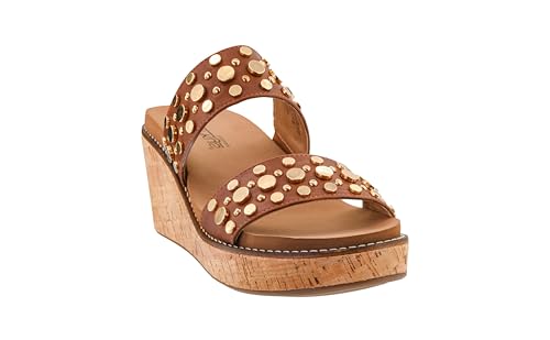 Corkys Footwear Womens Bad Habit Wedge Sandals - Featuring a 2.5-Inch Heel, Double Strap with Metal Studs, and A Plush EVA Insole For All Day Comfort and Wear