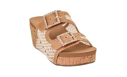 Corkys Footwear Womens Main Squeeze Wedge - Featuring a 2.5-Inch Wedge, Two Fully Adjustable Rhinestone Buckles, Comfortable EVA Insoles for All-Day Wear