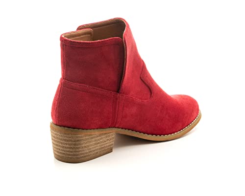 CORKYS WOMENS BOOTIE SALEM IN RED SUEDELIKE