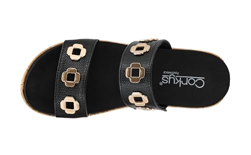 Corkys Footwear Hi Tide Double Strap 2.5-Inch Wedge - Featuring Two Metal-Accented Straps, A Cushioned EVA Insole For All Day Wear, Easy and Convenient Slip-On design