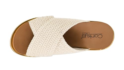 Corkys Footwear The Peace Out 2.5-Inch Woven Strap Wedge - Trendy and Chic Strap Design, Comfortable, Lightweight, and Durable Summer Wedges for Versatile Fashion