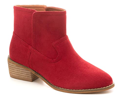 CORKYS WOMENS BOOTIE SALEM IN RED SUEDELIKE