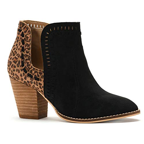 Corkys Women's Index Boot Black/Leopard 8 M