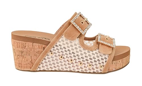 Corkys Footwear Womens Main Squeeze Wedge - Featuring a 2.5-Inch Wedge, Two Fully Adjustable Rhinestone Buckles, Comfortable EVA Insoles for All-Day Wear