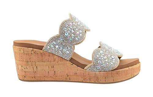 Corkys Footwear Women's Make A Toast Wedges - Featuring A 2.5-Inch Heel, Stylish Circle Design Straps, Corkys Signature Soft EVA Insoles for All-Day Comfort