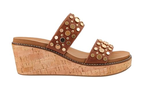 Corkys Footwear Womens Bad Habit Wedge Sandals - Featuring a 2.5-Inch Heel, Double Strap with Metal Studs, and A Plush EVA Insole For All Day Comfort and Wear
