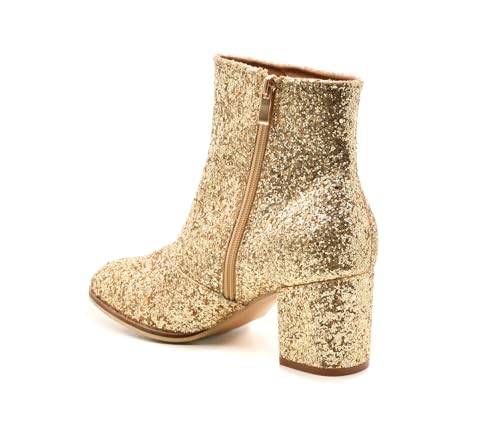 Corkys Womens Razzle Dazzle Glitter Zippered Casual Boots Ankle Mid Heel 2-3" - Silver