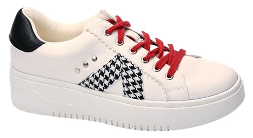 Corkys Footwear Hey Girl Tailgate Sneakers - A Trendy Lace-Up Sneaker with A V Stripe On The Side, Scalloped Eyelets, and Cushioned Lift for Chic Comfort