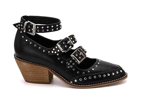 Corkys Womens Cackle Western Inspired Double Buckle Mid Heel Shoe