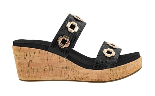 Corkys Footwear Hi Tide Double Strap 2.5-Inch Wedge - Featuring Two Metal-Accented Straps, A Cushioned EVA Insole For All Day Wear, Easy and Convenient Slip-On design