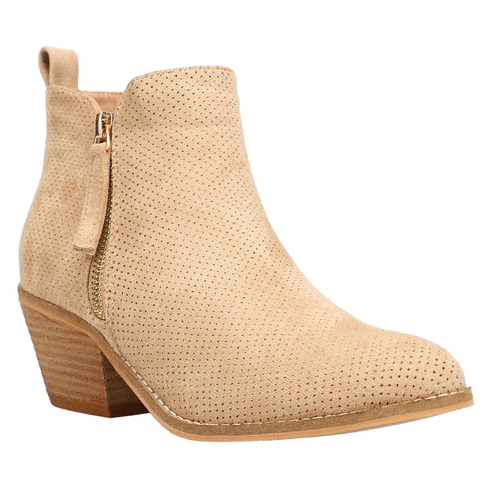Corkys Womens Spooktacular Pull On Round Toe Casual Boots Ankle Low Heel 1-2" - Beige - Size 8 M