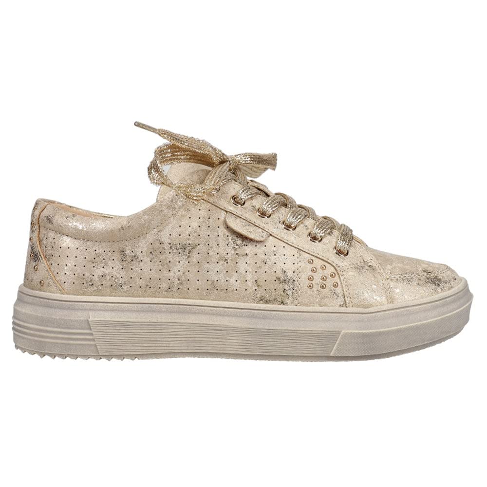 Corkys Womens Down Time Metallic Lace Up Sneaker Sneakers Shoes Casual - Gold - Size 7 M