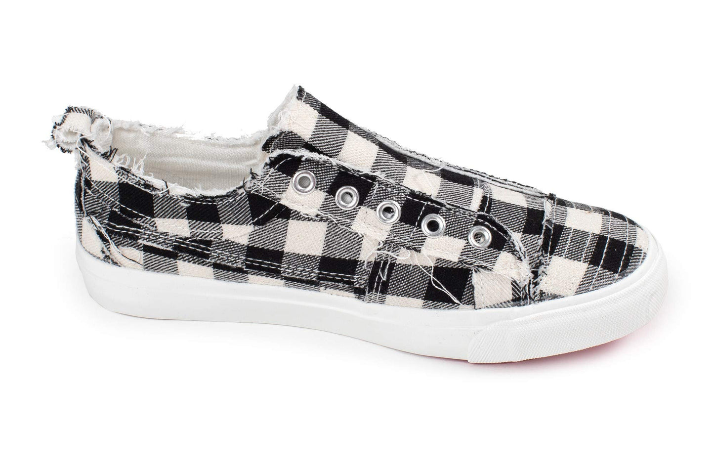Corkys Womens Babalu Casual Slip On Sneaker (7, Black / White Checked)