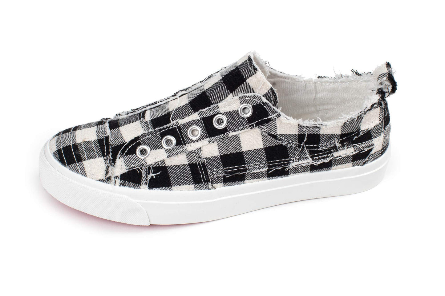 Corkys Womens Babalu Casual Slip On Sneaker (7, Black / White Checked)