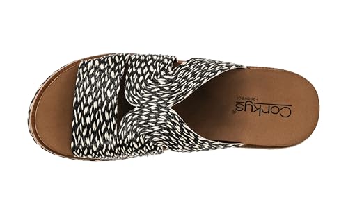 Corkys Footwear Women's Golden Hour Wedge Sandals with 2.5-Inch Heel - Comfort-Enhancing EVA Insoles, All-day wear, and Stylish Raffia Straps With Cutouts