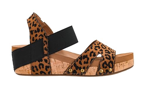 Corkys Footwear Women's Better With Time 2-Inch Wedge - Timeless Wide Toe Strap With Cut Outs, Elastic Gore Strap Around Ankle, And EVA Insoles For All-Day Comfort