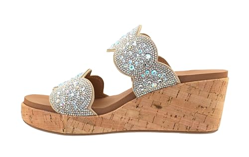 Corkys Footwear Women's Make A Toast Wedges - Featuring A 2.5-Inch Heel, Stylish Circle Design Straps, Corkys Signature Soft EVA Insoles for All-Day Comfort