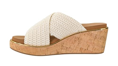 Corkys Footwear The Peace Out 2.5-Inch Woven Strap Wedge - Trendy and Chic Strap Design, Comfortable, Lightweight, and Durable Summer Wedges for Versatile Fashion