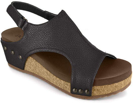 Corkys Womens Volta Wedge Sandal (11, Black)